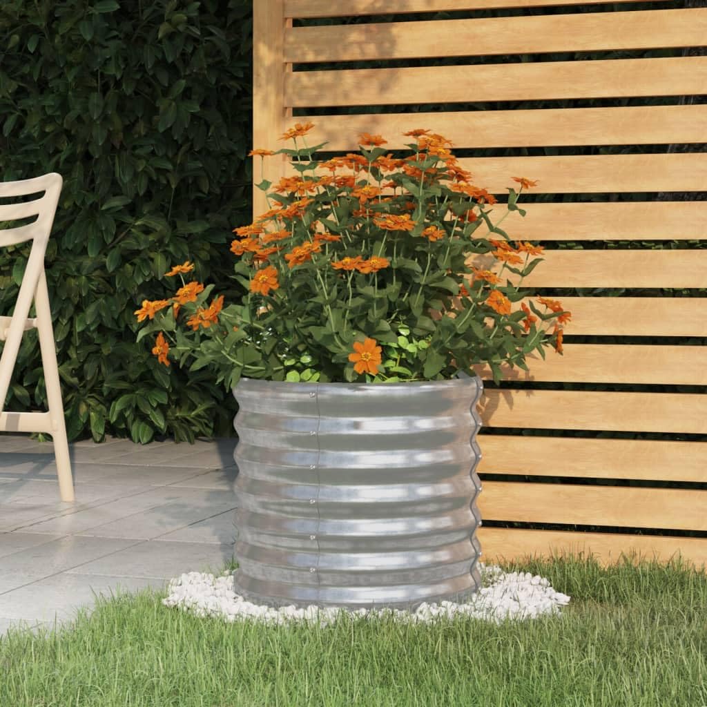 Foto 3 | Jardinera Vidaxl Redonda De Acero Con Recubrimiento En Polvo Plateado De 40 Cm - Venta Internacional.