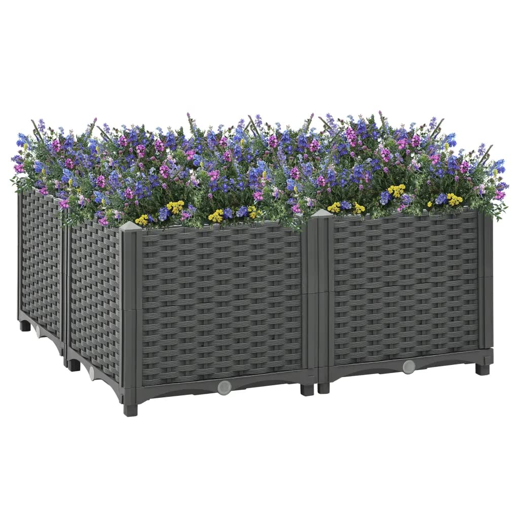 Cama Elevada Vidaxl De Polipropileno  80 X 80 X 38 Cm  Color Gris Oscuro - Venta Internacional.