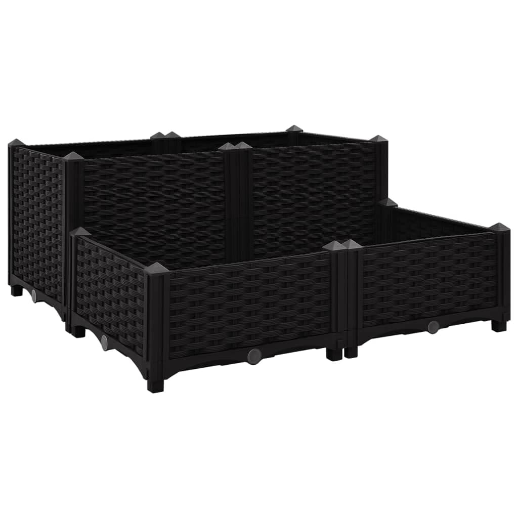 Macetero Elevado Vidaxl  Polipropileno Negro  80 X 80 X 38 Cm - Venta Internacional.