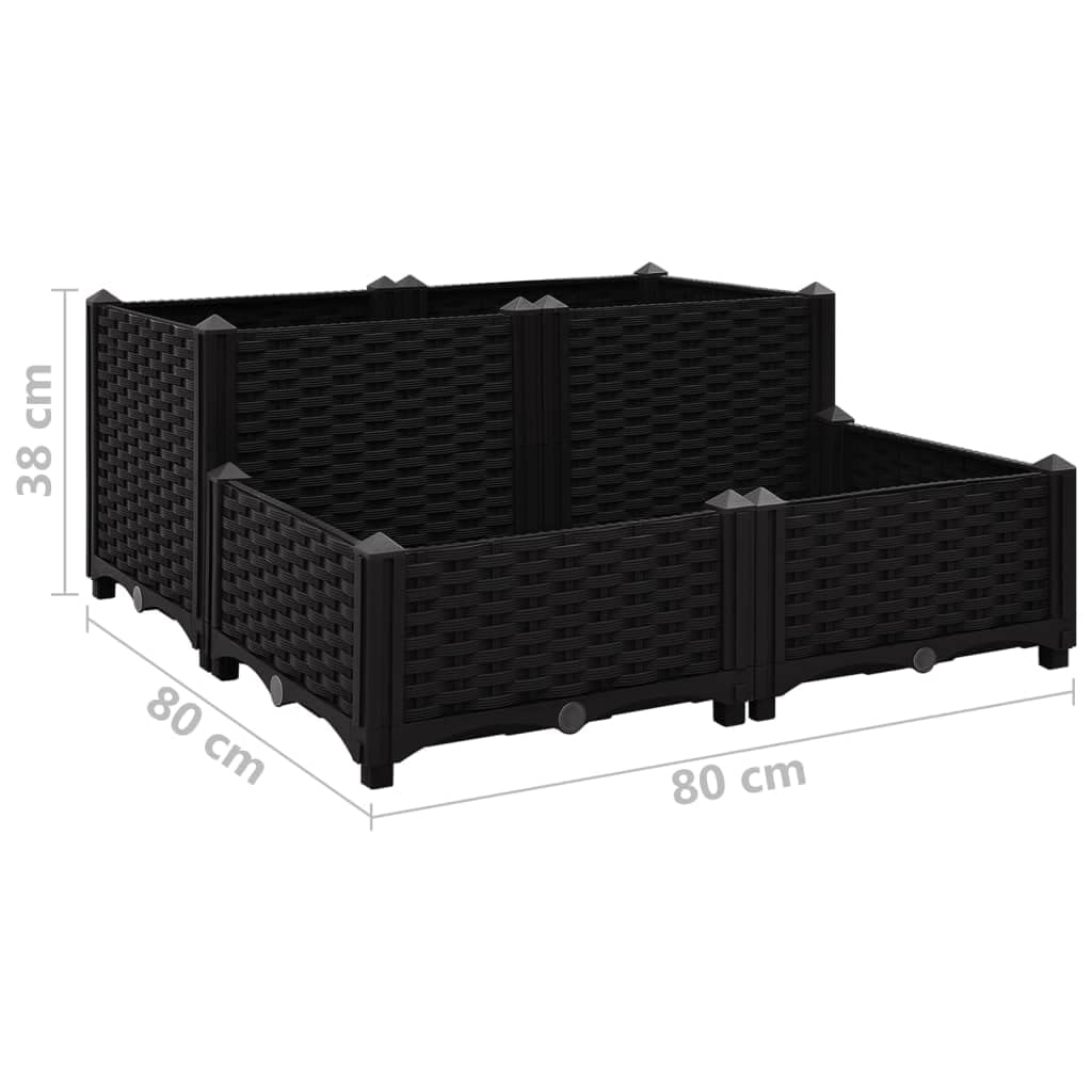 Foto 7 | Macetero Elevado Vidaxl  Polipropileno Negro  80 X 80 X 38 Cm - Venta Internacional.