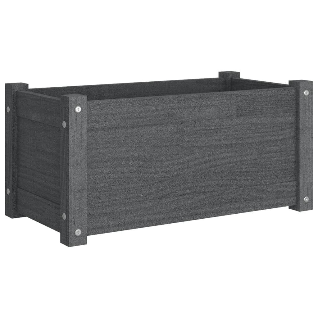 Jardinera Vidaxl De Madera Maciza De Pino Para Exteriores  Rectangular  Gris - Venta Internacional.