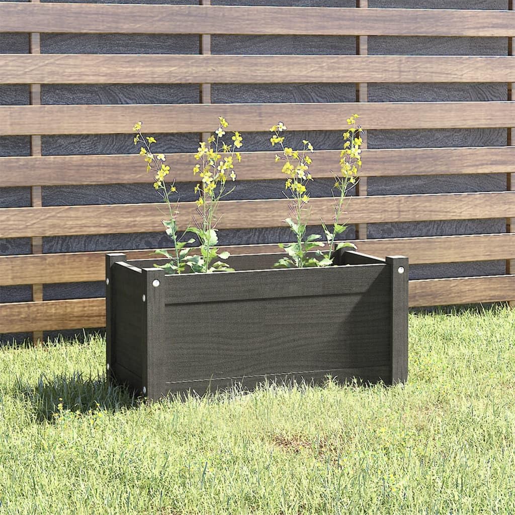 Foto 3 pulgar | Jardinera Vidaxl De Madera Maciza De Pino Para Exteriores  Rectangular  Gris - Venta Internacional.