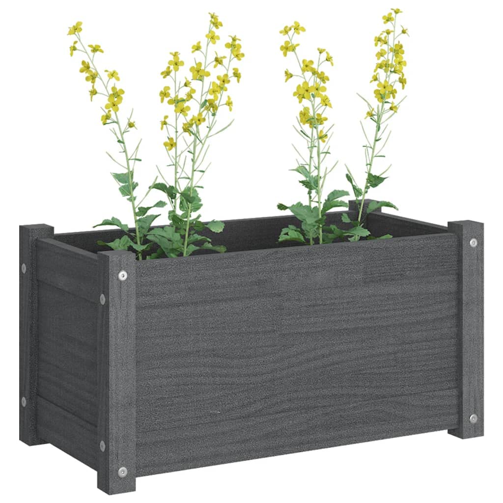 Foto 7 pulgar | Jardinera Vidaxl De Madera Maciza De Pino Para Exteriores  Rectangular  Gris - Venta Internacional.