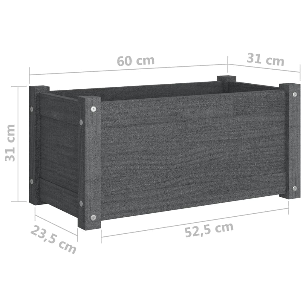 Foto 8 pulgar | Jardinera Vidaxl De Madera Maciza De Pino Para Exteriores  Rectangular  Gris - Venta Internacional.