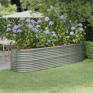 Foto 2 | Cama Elevada Para Jardín Vidaxl Acero Con Revestimiento En Polvo Plateado 296 X 80 X 68 Cm - Venta Internacional.