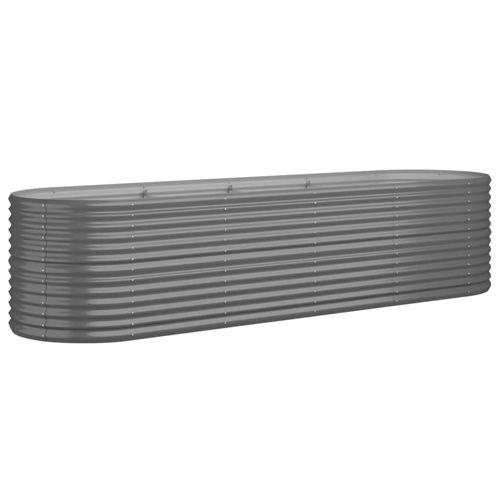 Cama De Jardín Elevada Vidaxl De Acero Ovalado  296 X 80 X 68 Cm  Gris - Venta Internacional.