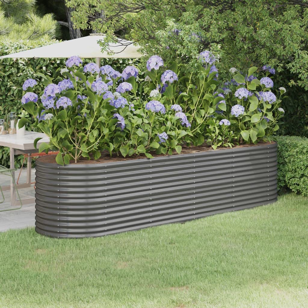 Foto 2 | Cama De Jardín Elevada Vidaxl De Acero Ovalado  296 X 80 X 68 Cm  Gris - Venta Internacional.