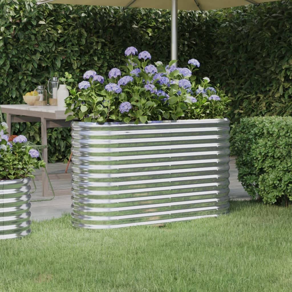 Foto 2 | Cama Elevada Para Jardín Vidaxl  Acero Con Revestimiento En Polvo Plateado  114 X 40 X 68 Cm - Venta Internacional.