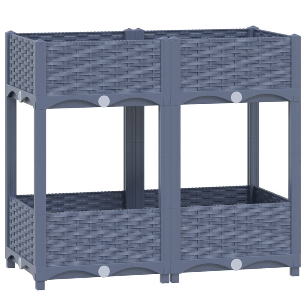 Cama De Jardín Elevada Vidaxl De Polipropileno Gris Con Estantes De 80 X 40 X 70 Cm - Venta Internacional.