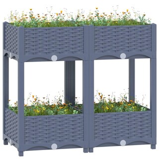 Foto 2 | Cama De Jardín Elevada Vidaxl De Polipropileno Gris Con Estantes De 80 X 40 X 70 Cm - Venta Internacional.