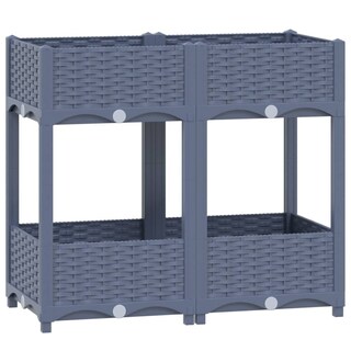 Foto 3 | Cama De Jardín Elevada Vidaxl De Polipropileno Gris Con Estantes De 80 X 40 X 70 Cm - Venta Internacional.