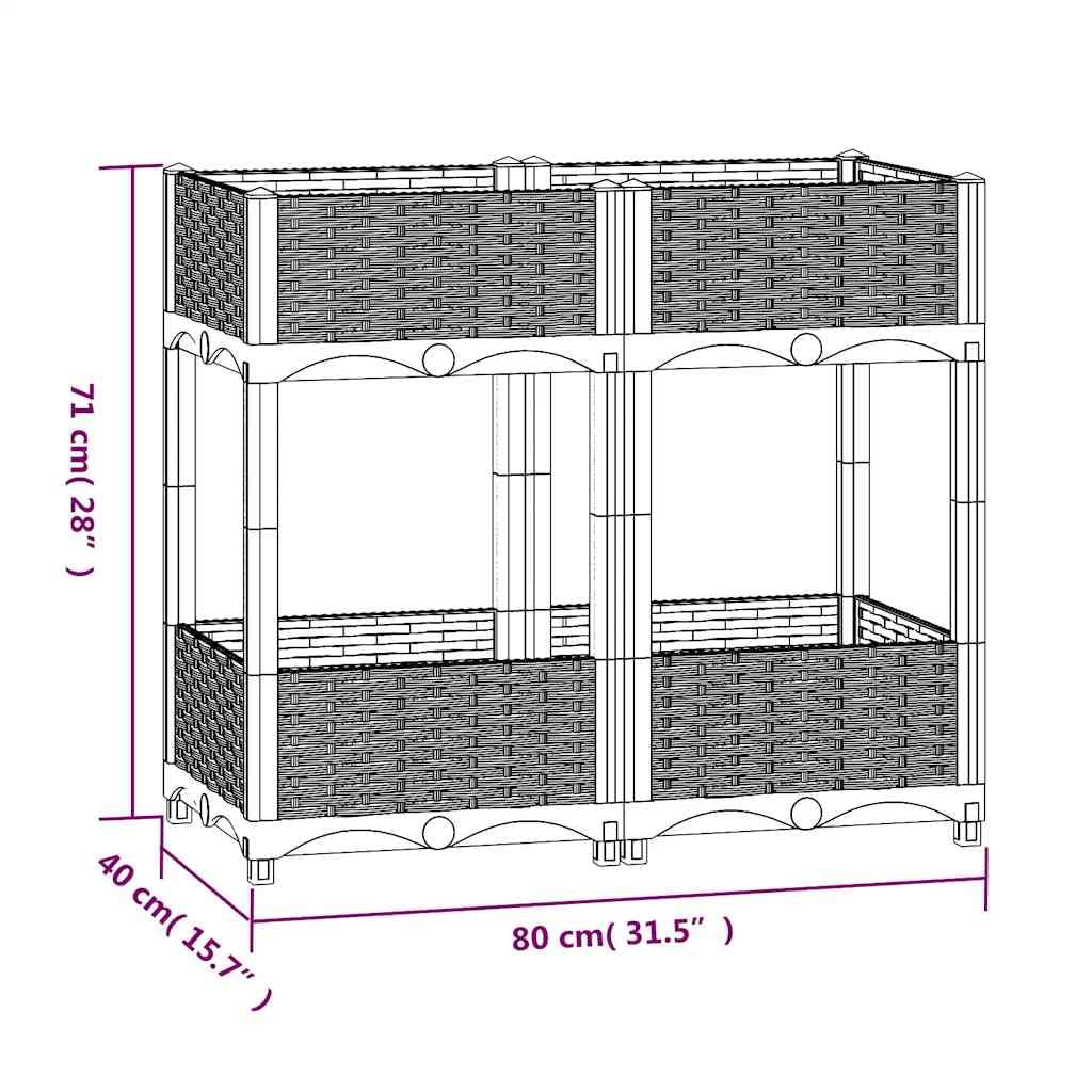 Foto 8 pulgar | Cama De Jardín Elevada Vidaxl De Polipropileno Gris Con Estantes De 80 X 40 X 70 Cm - Venta Internacional.