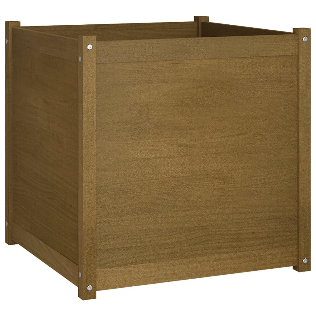 Jardinera Vidaxl De Madera Maciza De Pino Marrón Miel  70 X 70 X 70 Cm - Venta Internacional.