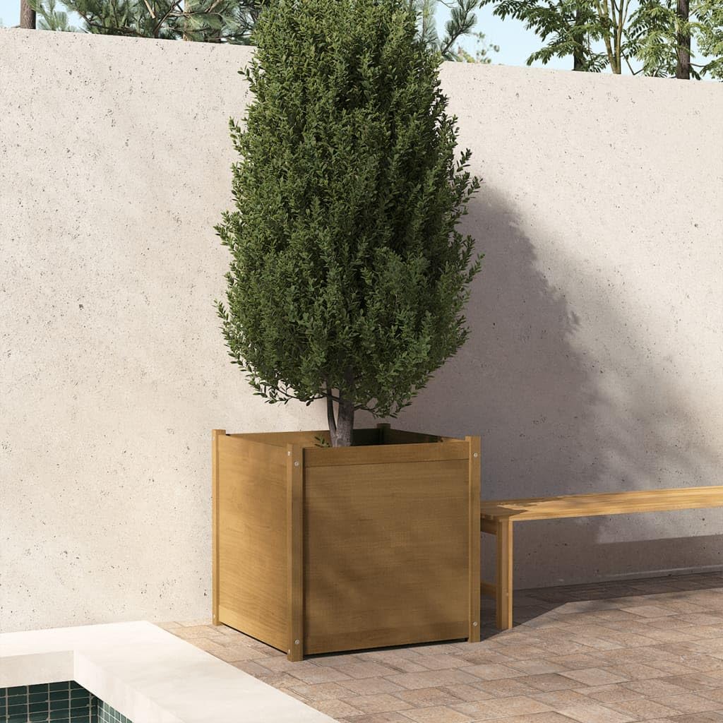 Foto 3 pulgar | Jardinera Vidaxl De Madera Maciza De Pino Marrón Miel  70 X 70 X 70 Cm - Venta Internacional.