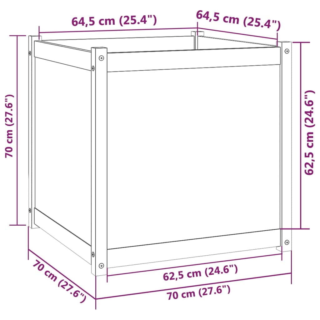 Foto 4 pulgar | Jardinera Vidaxl De Madera Maciza De Pino Marrón Miel  70 X 70 X 70 Cm - Venta Internacional.