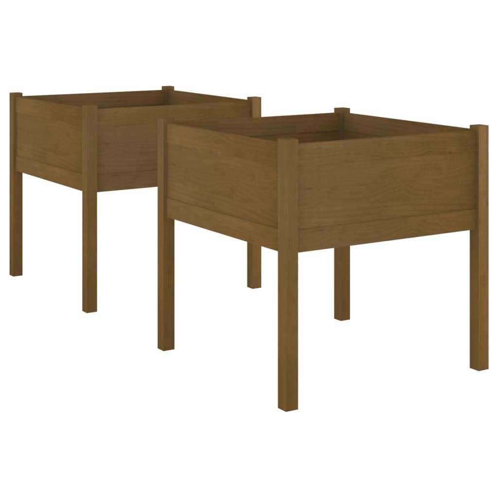 Jardineras Vidaxl  Madera Maciza De Pino  Color Marrón Miel  70 X 70 Cm - Venta Internacional.