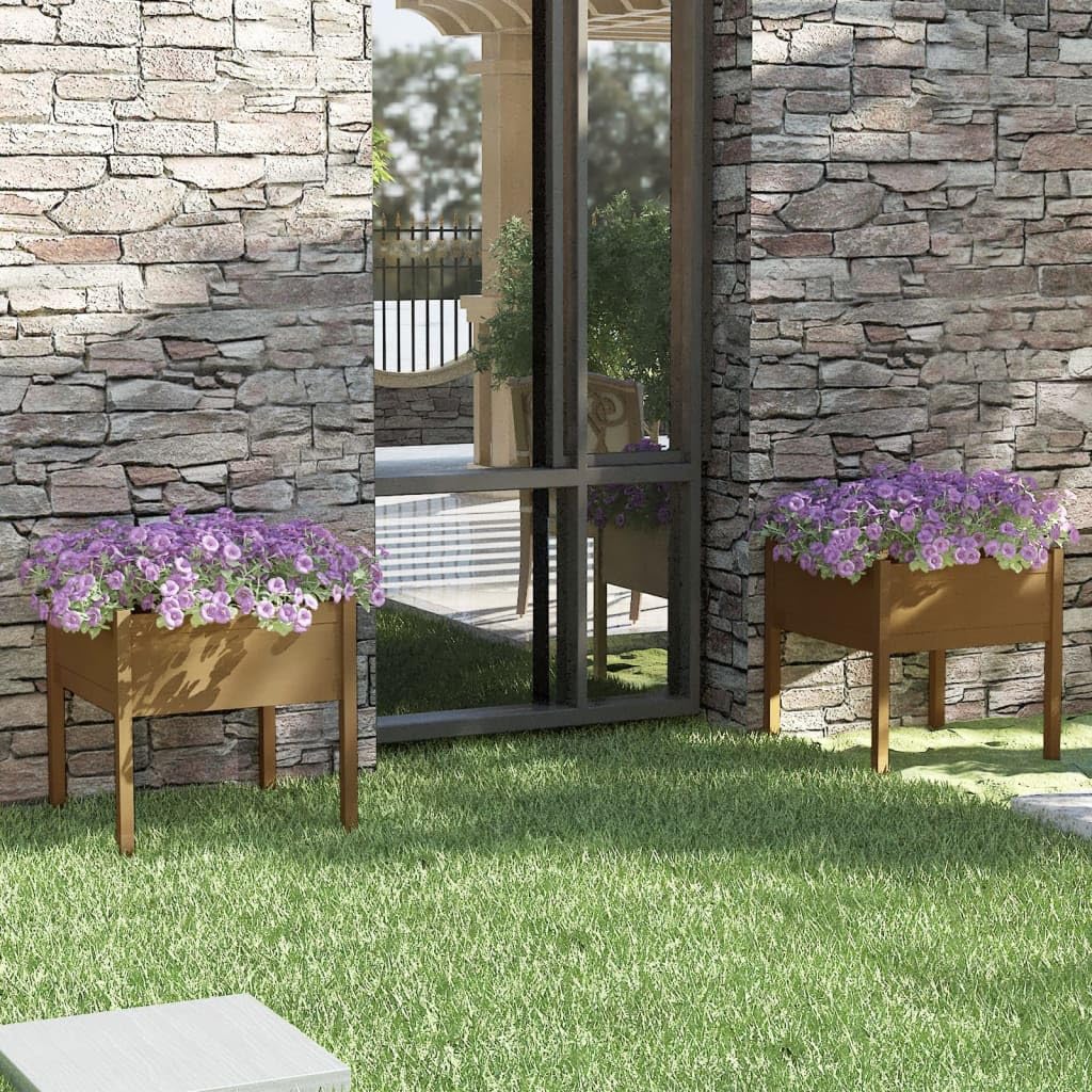 Foto 3 pulgar | Jardineras Vidaxl  Madera Maciza De Pino  Color Marrón Miel  70 X 70 Cm - Venta Internacional.