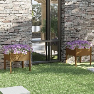 Foto 2 | Jardineras Vidaxl Madera Maciza De Pino Color Marrón Miel 70 X 70 Cm - Venta Internacional.
