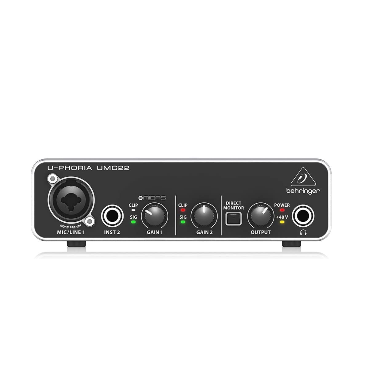 Interface de Estudio Behringer U-phoria Umc22 color Negro con USB 2 x 2