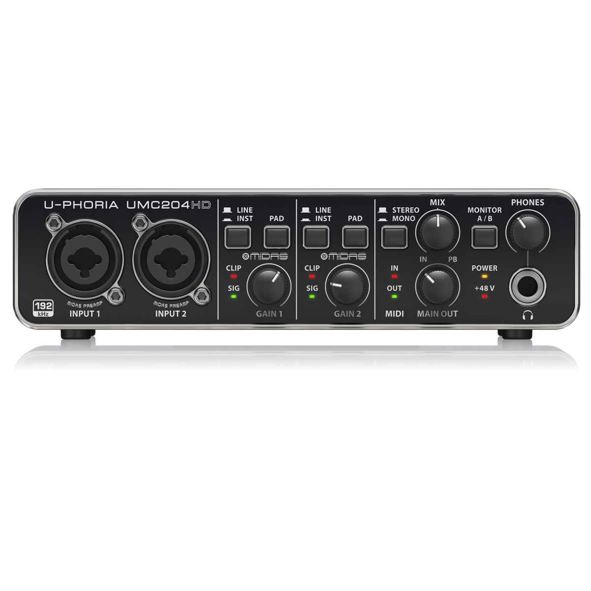 Interfaz de Audio Behringer U-phoria Umc204hd color Negro USB 2 x 4