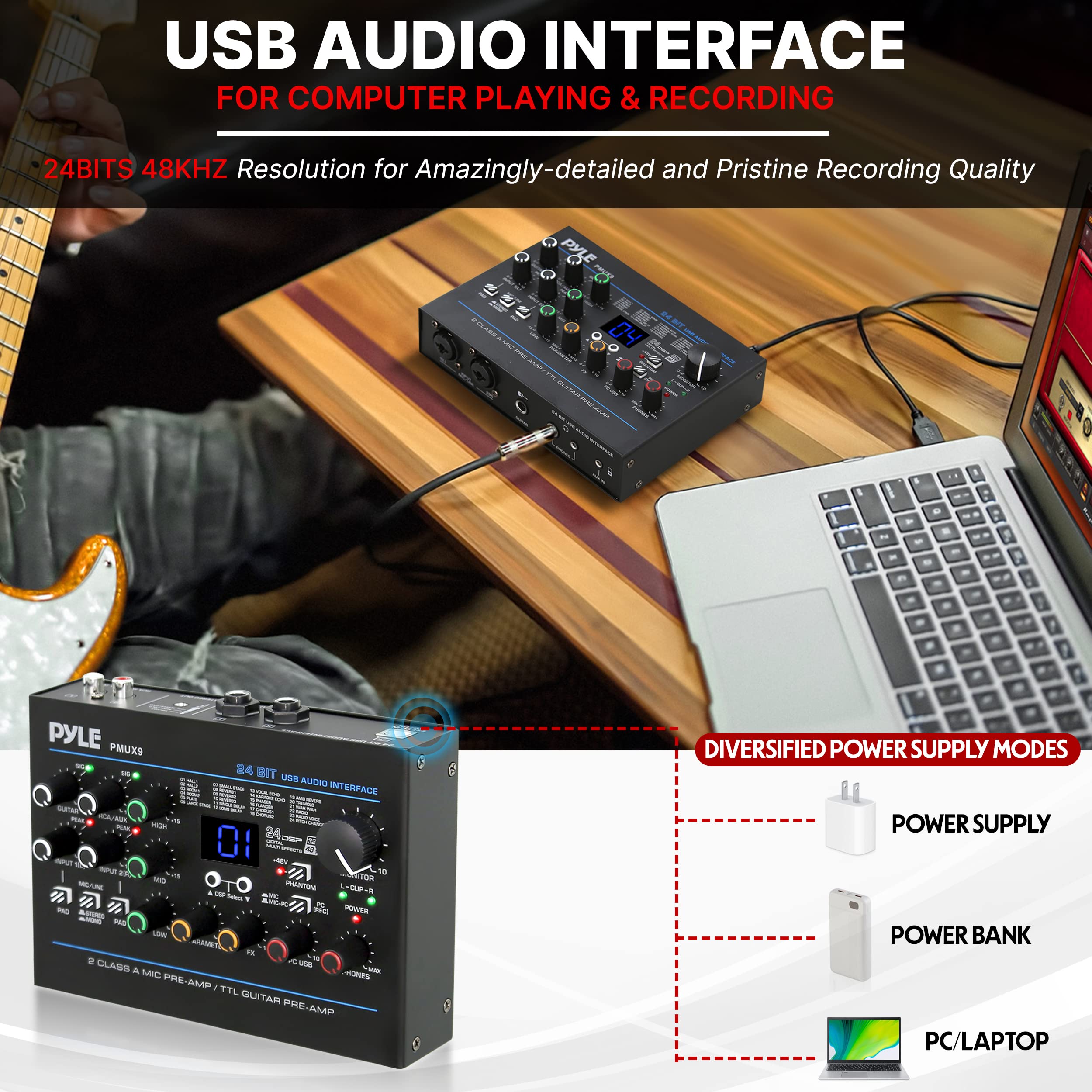 Foto 4 pulgar | Interfaz De Audio Usb Pyle Pmux9 Con Micrófono/línea, Guitarra Y Rca - Venta Internacional.