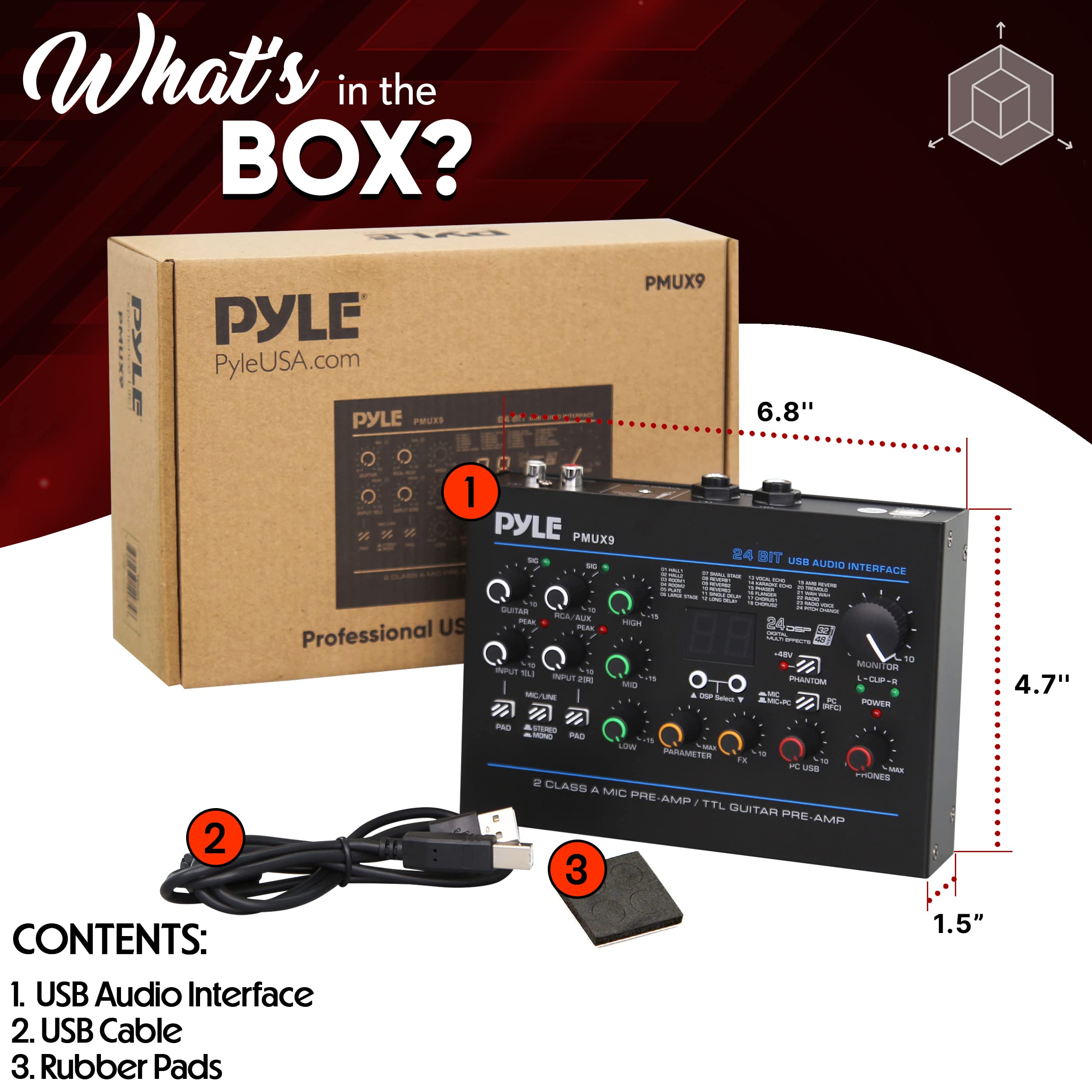 Foto 7 | Interfaz De Audio Usb Pyle Pmux9 Con Micrófono/línea, Guitarra Y Rca - Venta Internacional.