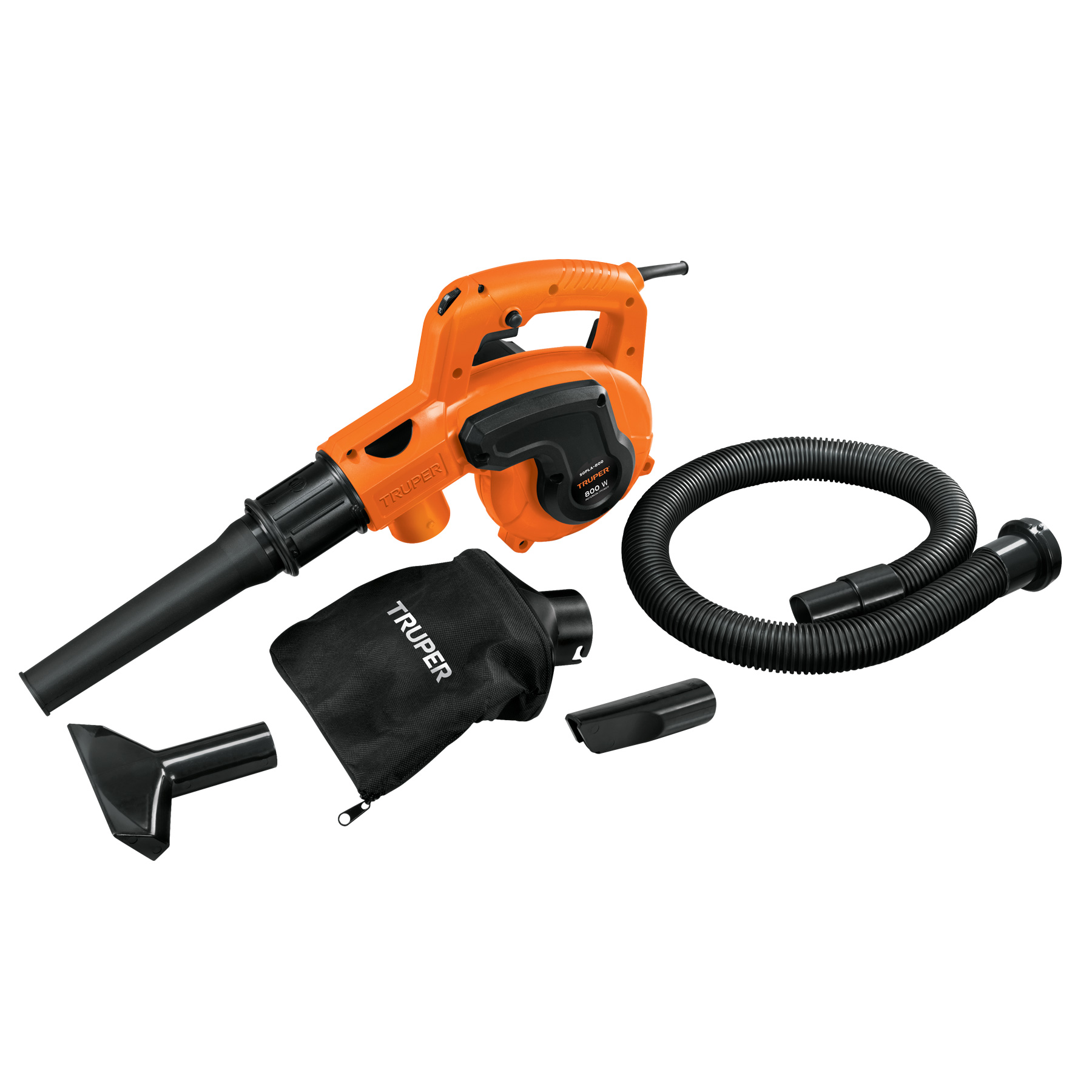 Sopladora/Aspiradora Eléctrica Truper color Naranja 800 W + Accesorios