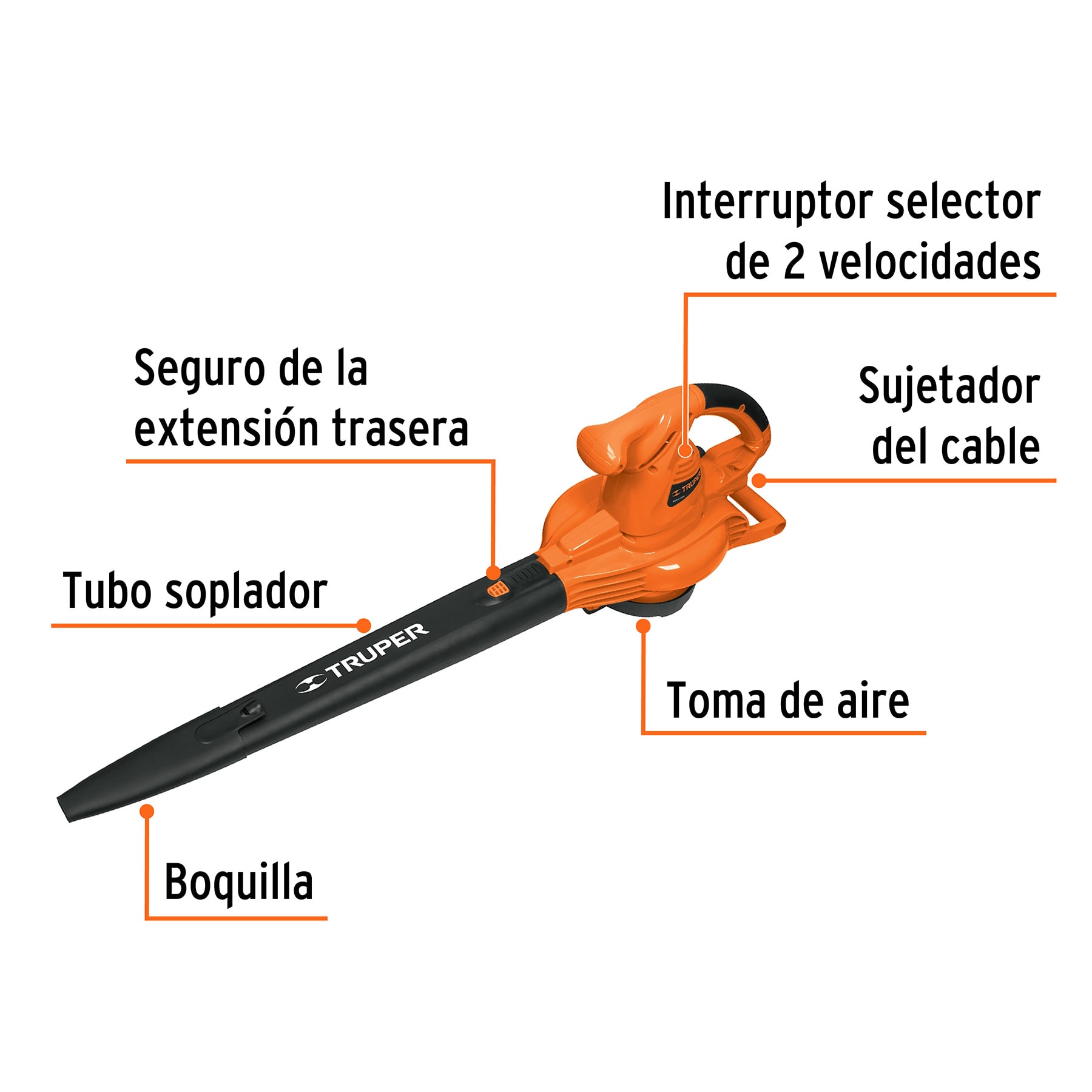 Foto 4 pulgar | Sopladora/Aspiradora Eléctrica Truper color Naranja con Bolsa Recolectora 1,440W