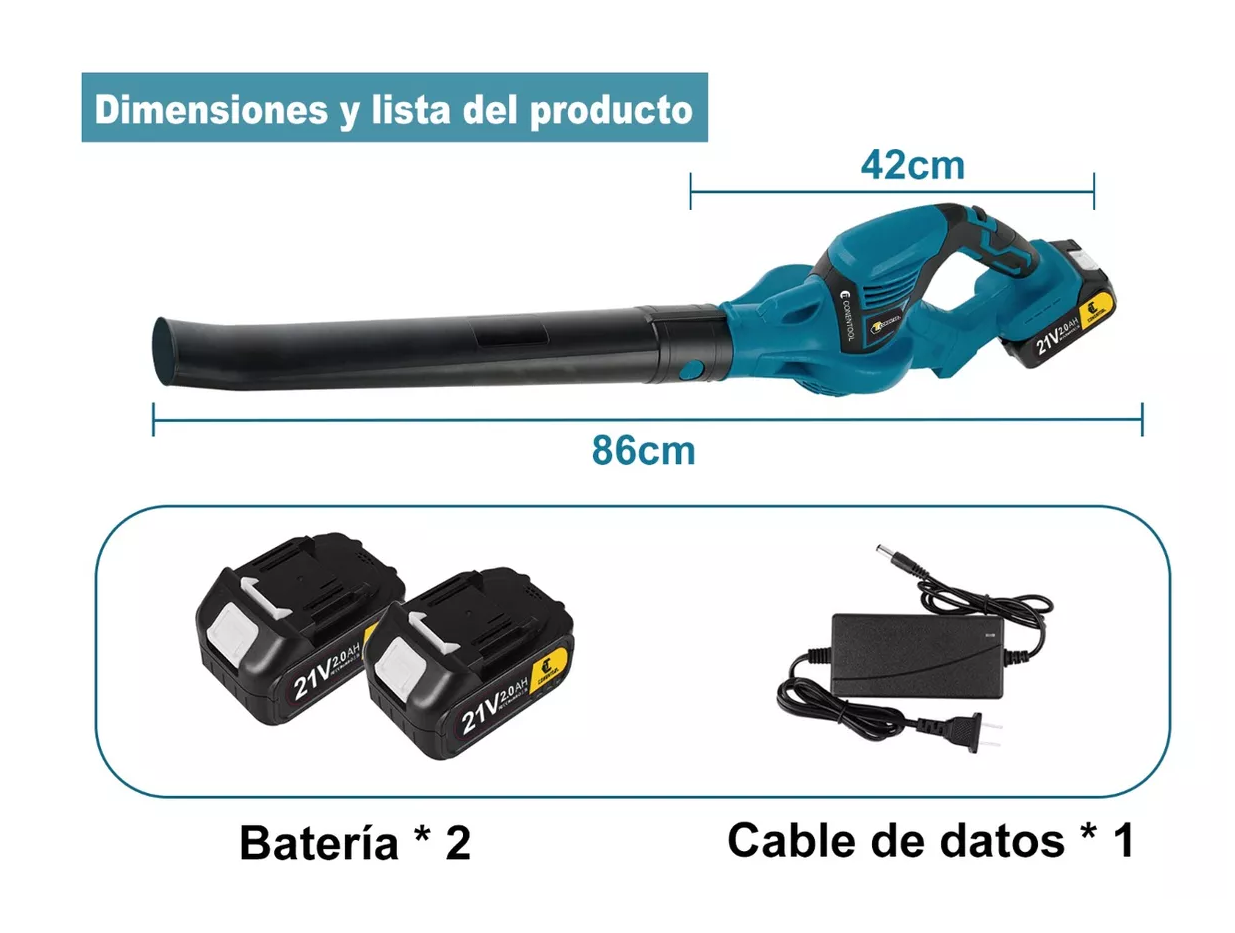 Foto 3 pulgar | Sopladora Inalámbrica Aspiradora Eléctrica 980w 2 Baterías Azul