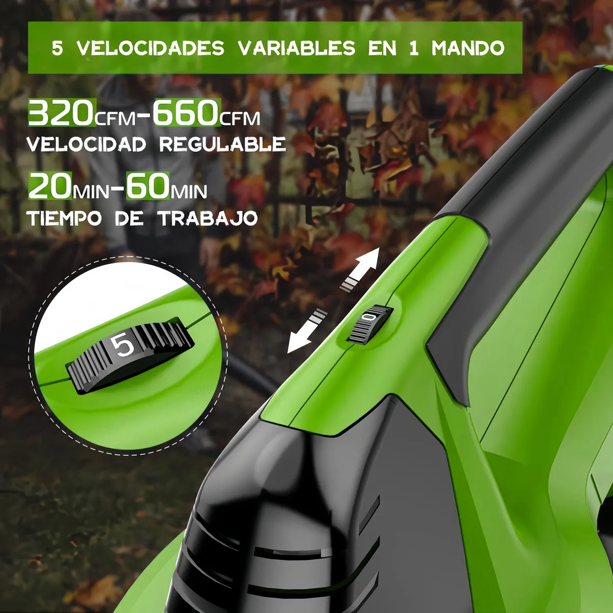 Foto 3 pulgar | Soplador De Aire Inalámbrico Eléctrica Eo Safe Imports Esi-18811 Verde