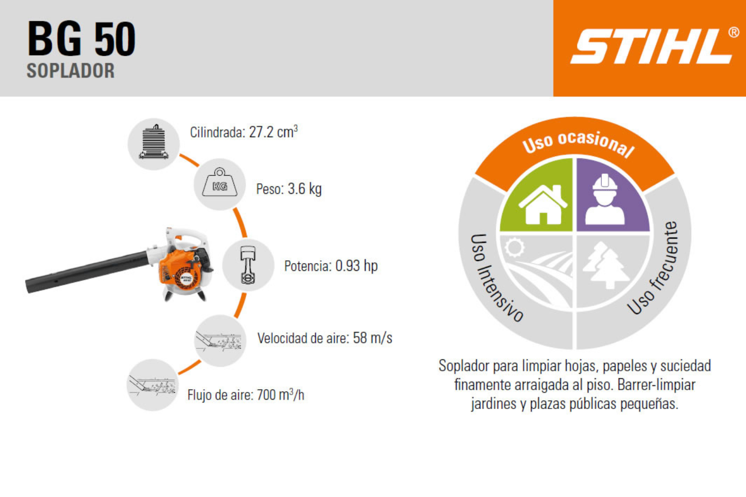 Foto 4 pulgar | Sopladora De Jardín Stihl Bg50