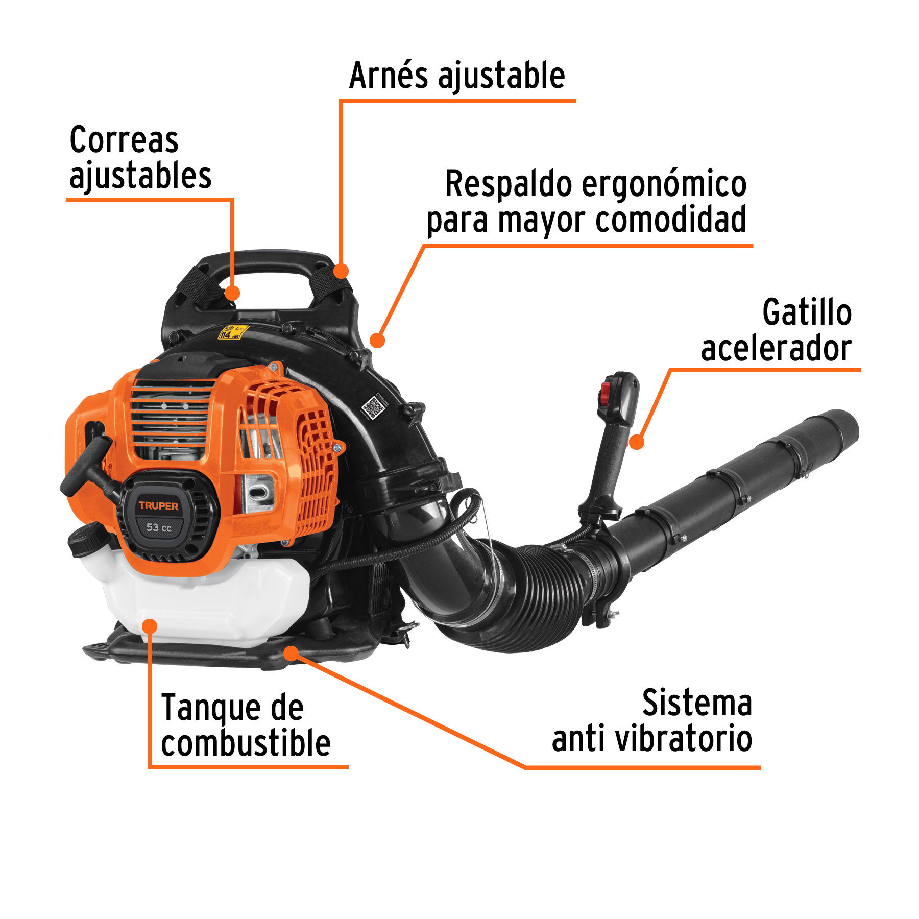 Foto 4 pulgar | Sopladora A Gasolina Motor De 53cc Tipo Mochila 102970