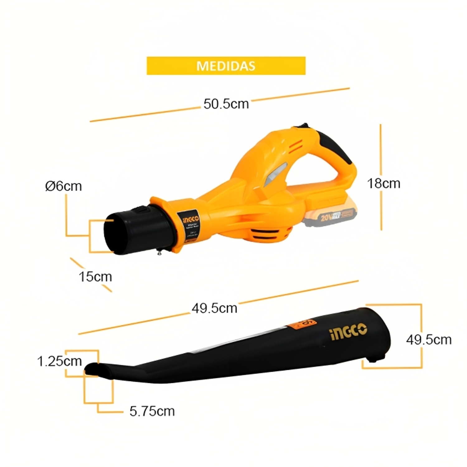 Foto 3 pulgar | Sopladora Inalámbrica Ingco CABLI2004 20v 13000 Rpm 210 Km/h 1 Unidad