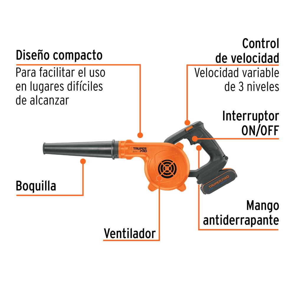Foto 3 pulgar | Sopladora Inal. Para Taller 20v, 1 Bat. 2ah, 1 Carg. Pro