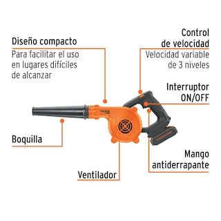 Foto 2 | Sopladora Inal. Para Taller 20v, 1 Bat. 2ah, 1 Carg. Pro