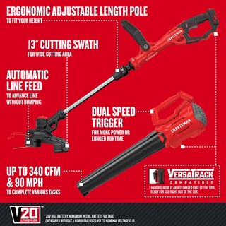Foto 2 | Kit Combinado De Podadora De Hilo Y Soplador De Hojas Craftsman, 20 V - Venta Internacional.