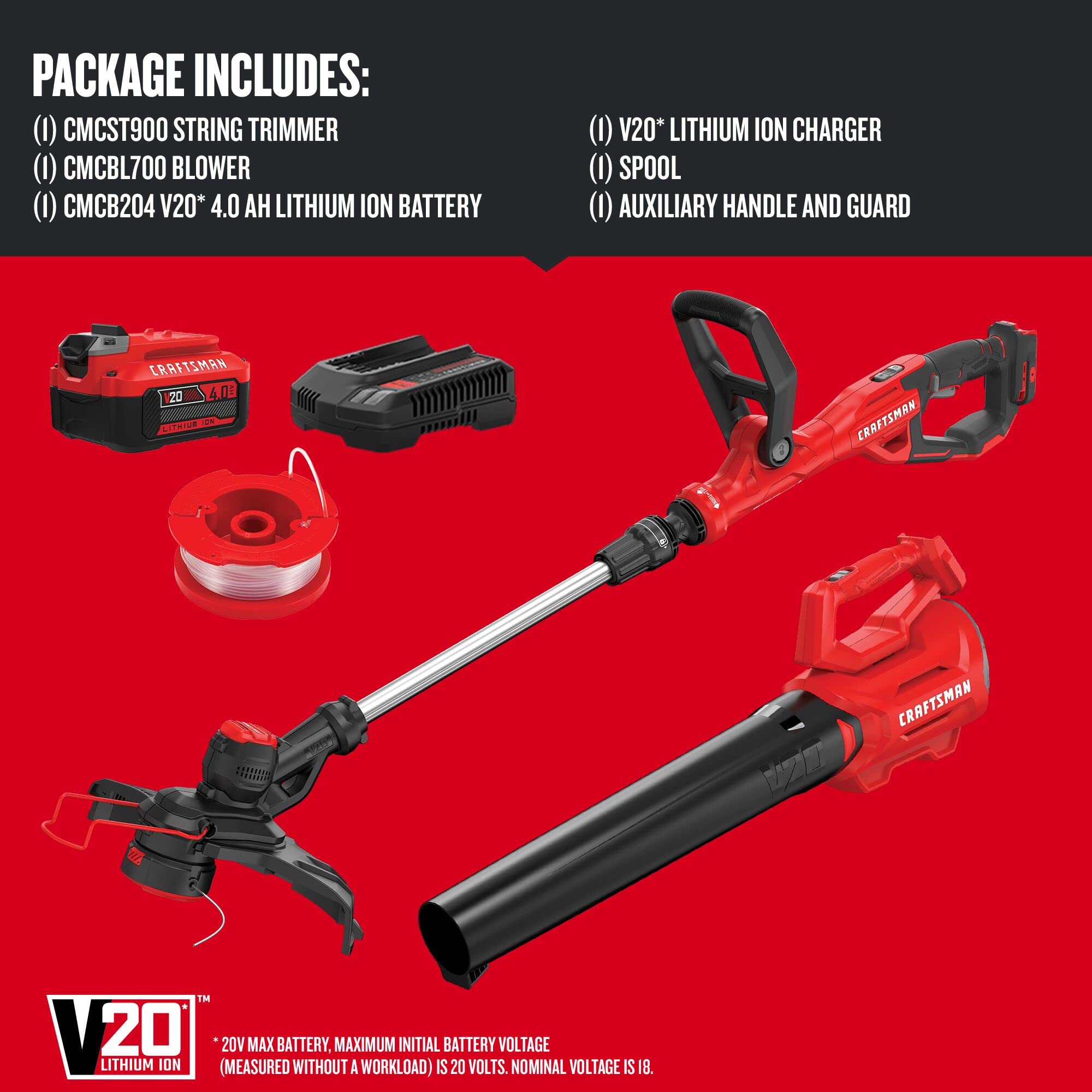 Foto 4 pulgar | Kit Combinado De Podadora De Hilo Y Soplador De Hojas Craftsman, 20 V - Venta Internacional.