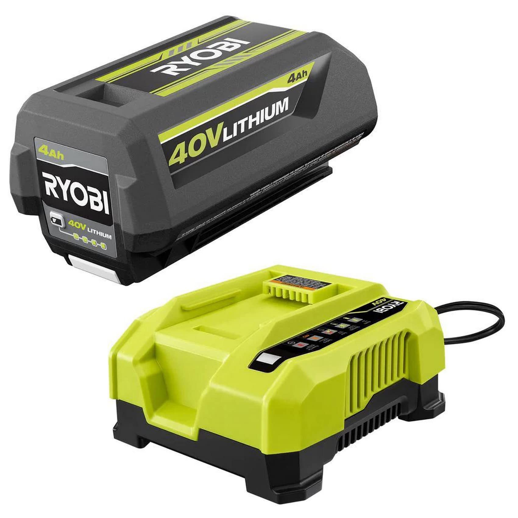 Batería Y Cargador Rápido Ryobi De 40 V Y 4,0 Ah, Iones De Litio - Venta Internacional.