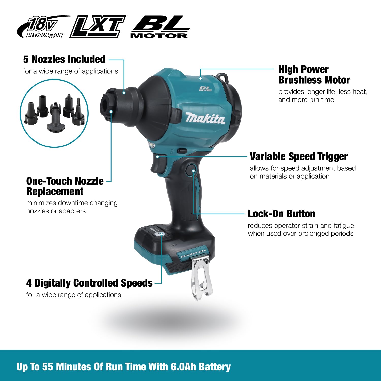 Foto 3 pulgar | Soplador De Polvo Makita Das180z 18 V Li-ion Lxt Sin Escobillas - Venta Internacional.