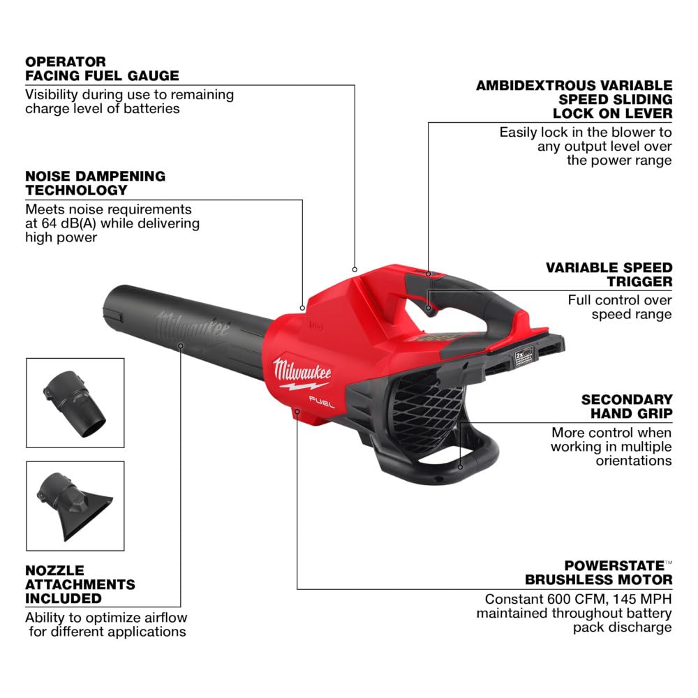 Foto 5 pulgar | Soplador Milwaukee M18 Fuel 2824-20 600 Cfm 145 Mph Con 2 Baterías - Venta Internacional.