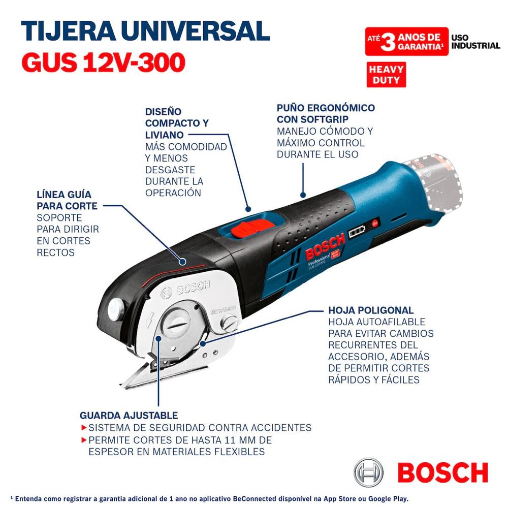 Foto 8 pulgar | Tijeras Inalámbricas Bosch Gus 12v-300 12v Universales S/b