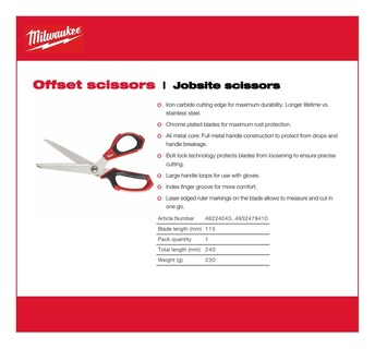 Foto 3 | Offset Scissors Milwaukee, Totalmente De Carburo De Hierro Con Núcleo Metálico - Venta Internacional.