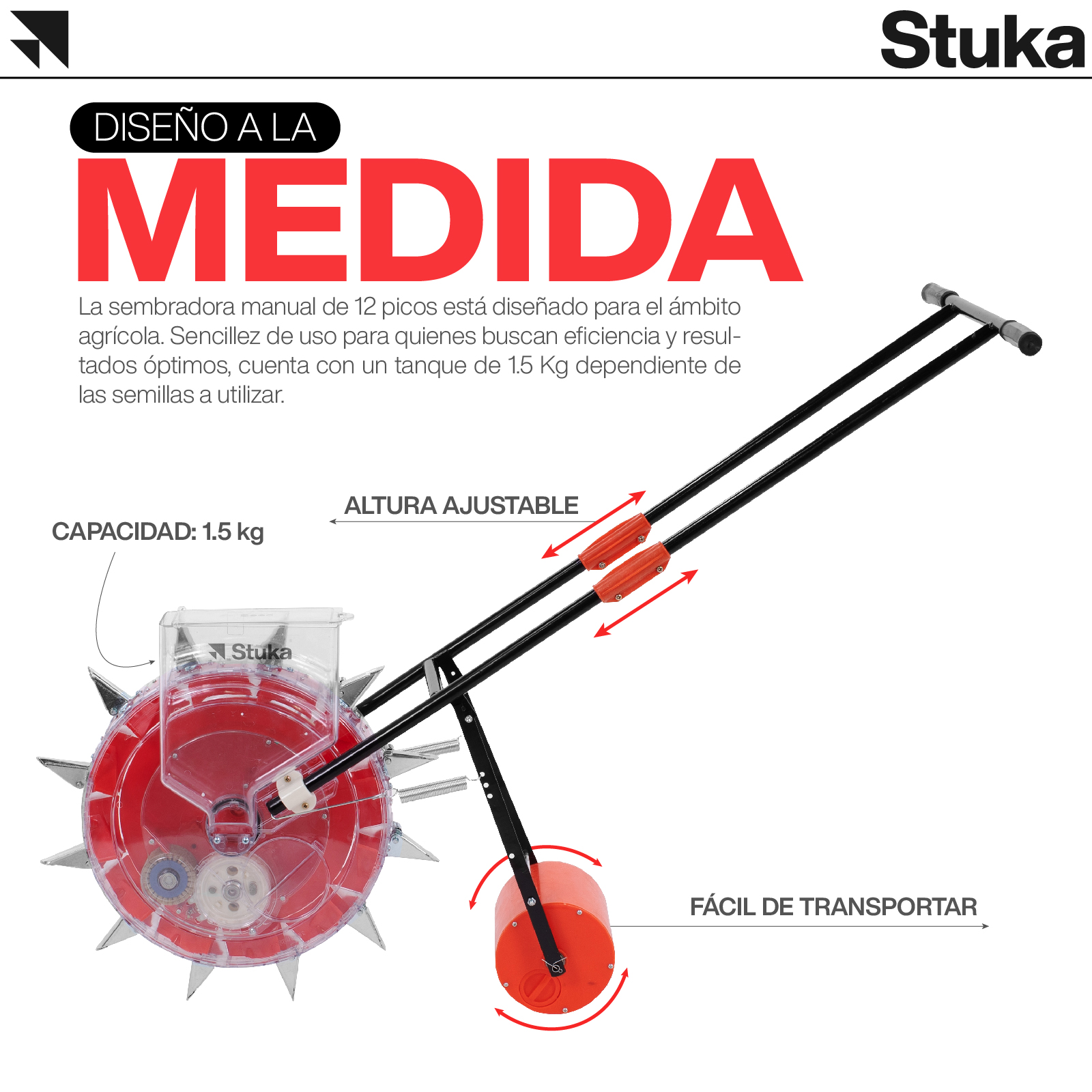 Foto 3 pulgar | Sembradora Manual de Semillas Forlí Stuka Naranja con Contenedor