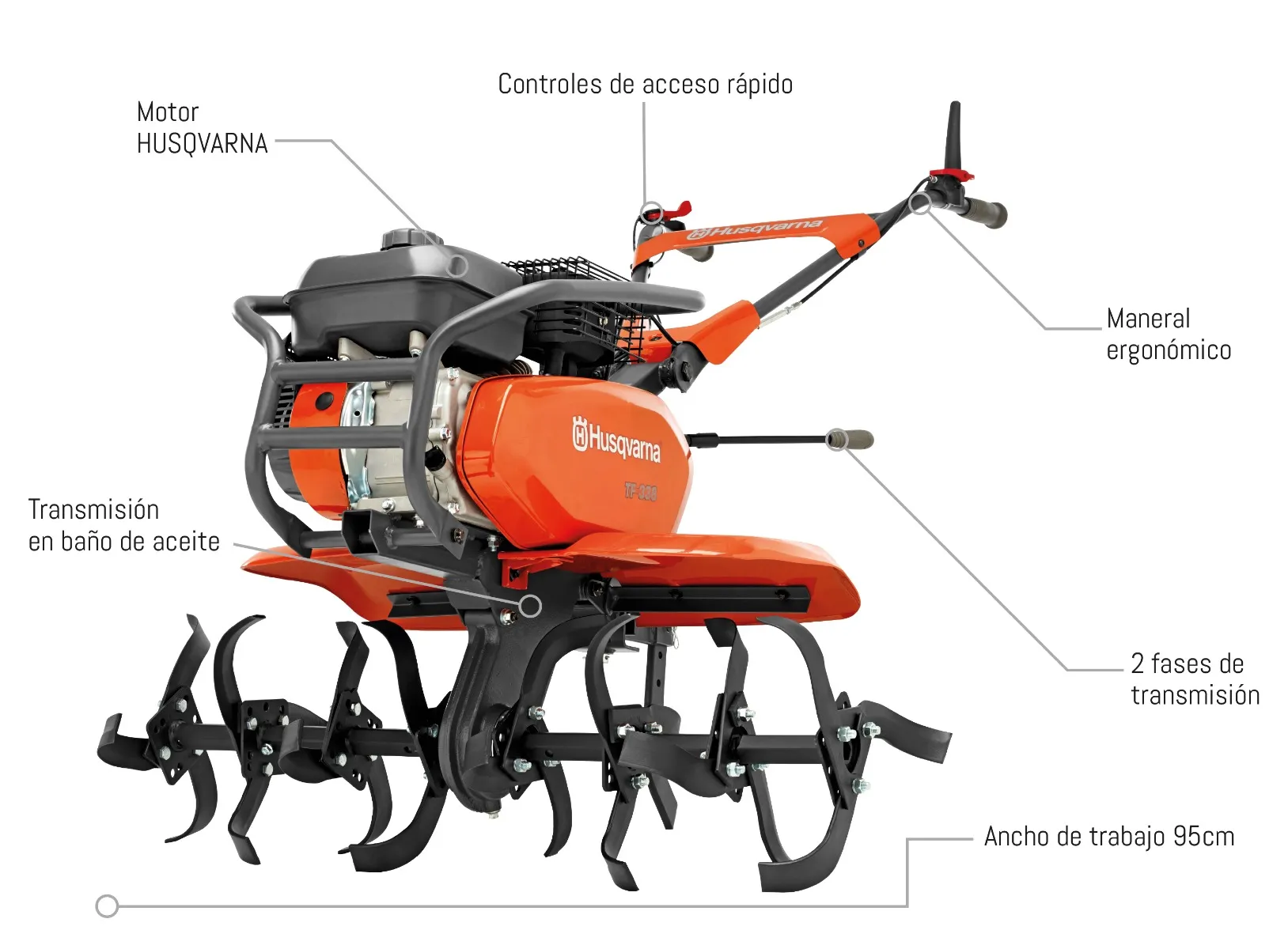 Foto 2 | Motocultivador Husqvarna Tf338 Color Naranja