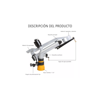 Foto 3 | Aspersores de Riego para Jardin 1-1/2 Riego Agrícola R-20-30m Plata/Amarillo