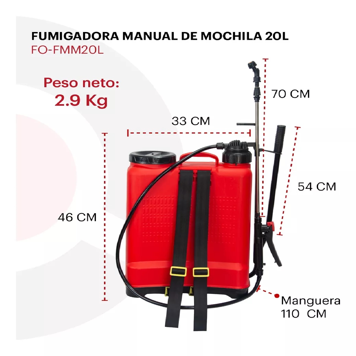 Foto 4 pulgar | Fumigador Rociador Manual De Mochila 20 Litros P/sanitizar