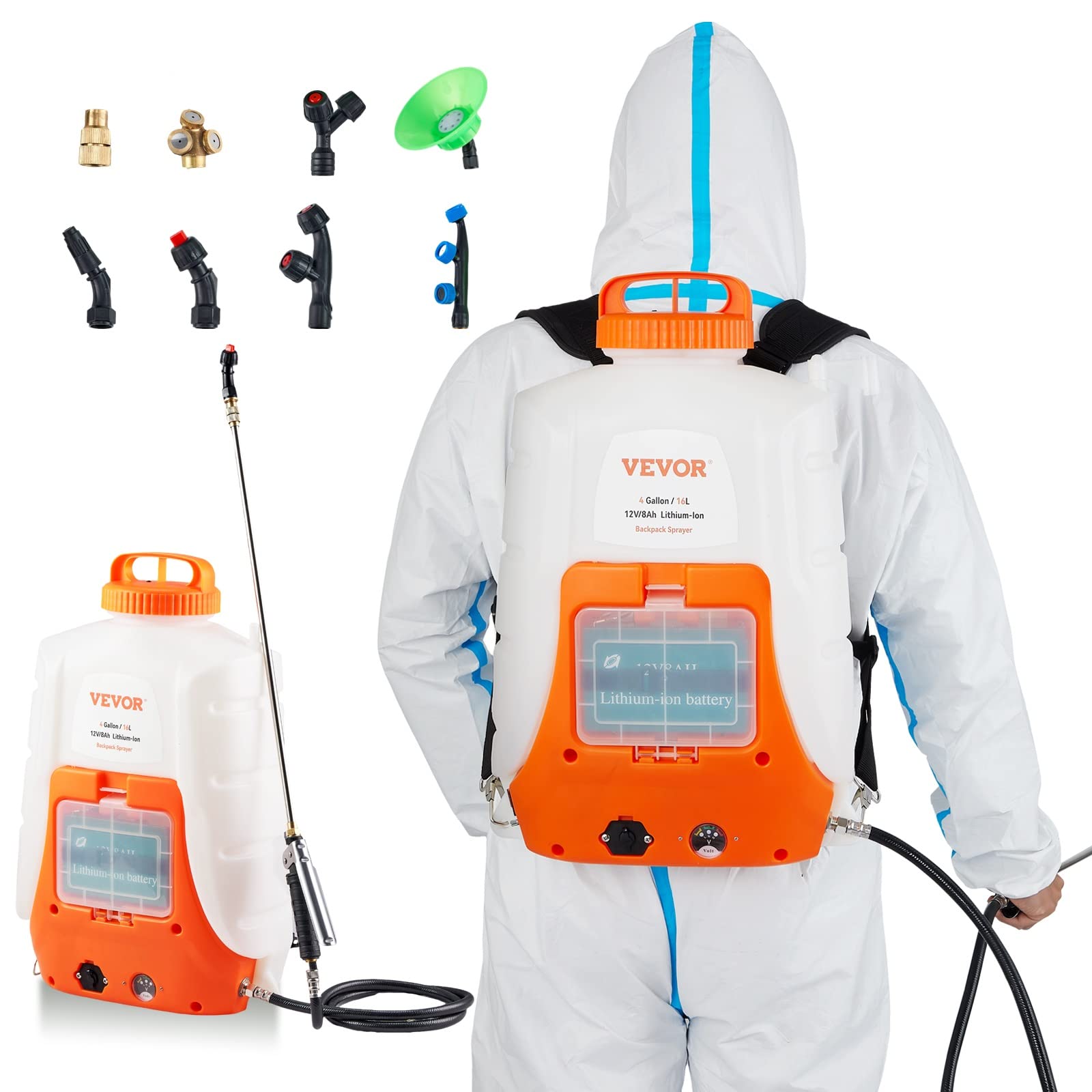 Pulverizador Tipo Mochila Vevor, Funciona Con Pilas, 15 L, 0-6,2 Bar, 12 V, 8 Ah - Venta Internacional.