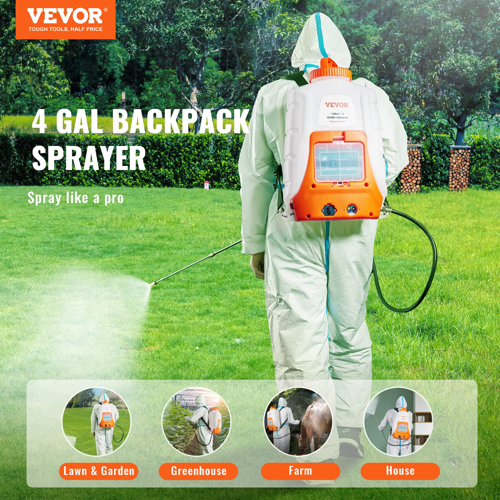 Foto 3 pulgar | Pulverizador Tipo Mochila Vevor, Funciona Con Pilas, 15 L, 0-6,2 Bar, 12 V, 8 Ah - Venta Internacional.