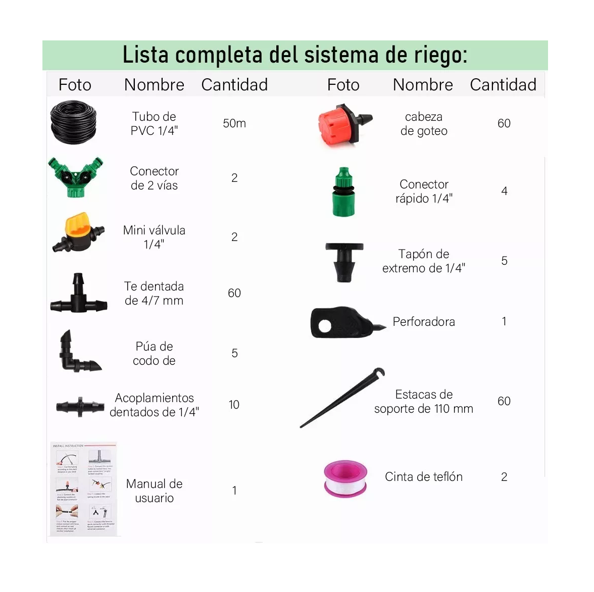 Foto 3 pulgar | Sistema de Riego Automático por Goteo Belug color Negro 50m 211 Piezas