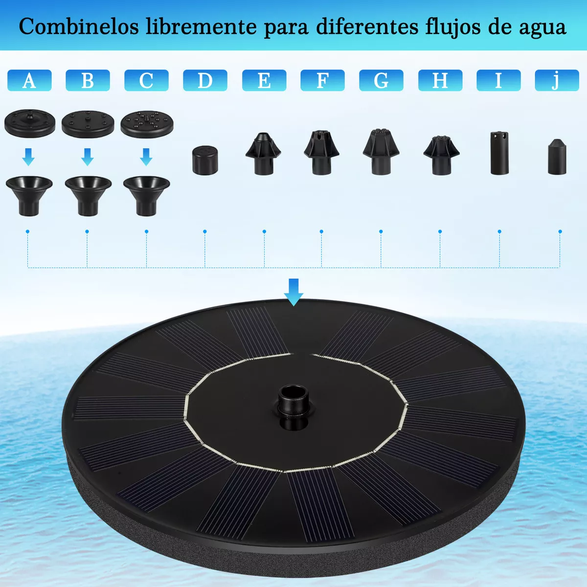 Foto 4 pulgar | Fuente Para Jardín Energía Solar 11 Boquillas Para Alberca Flotante Eo Safe Imports Esi-10249 Negro